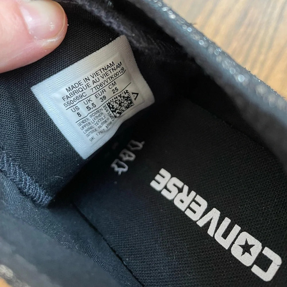 NEW Converse CT All Star Lux Hidden Heel Wedge Silver Sparkle Black 550669C - Picture 4 of 12